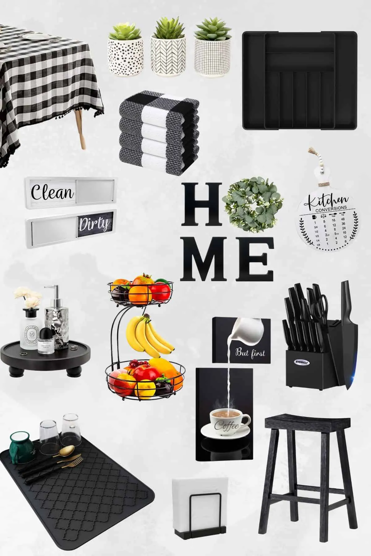 13829 black white kitchen drawer organizer