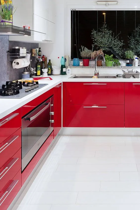 14000 modern red white kitchen