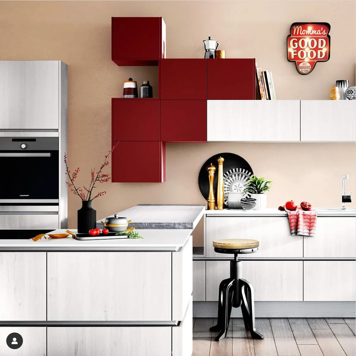 14000 rustic red white kitchen
