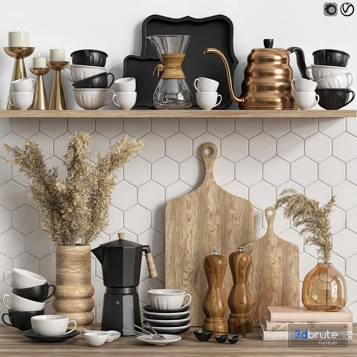 14019 coffee kitchen 3d render